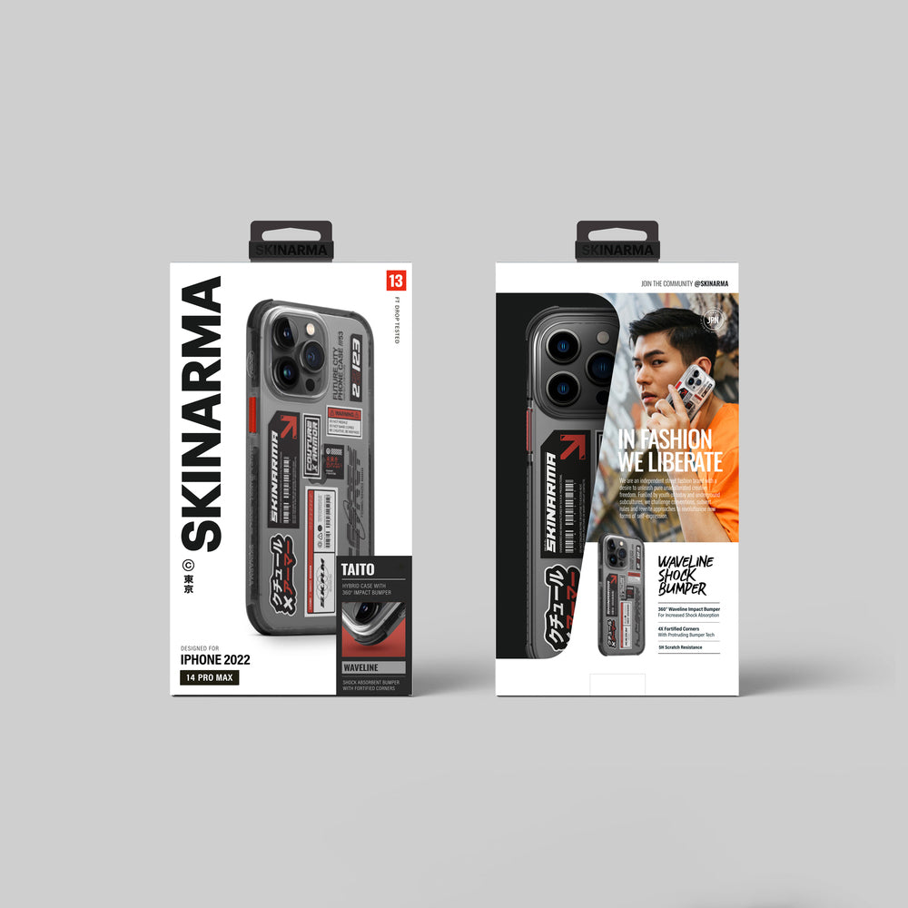 iPhone 14 Pro Max Kılıf SkinArma Şeffaf Desenli Airbag Tasarımlı Taito Kılıf Füme