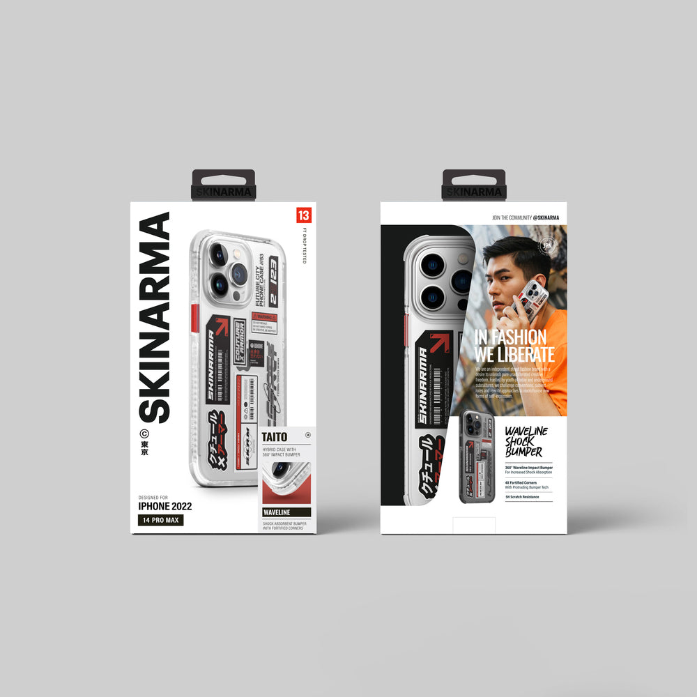 iPhone 14 Pro Max Kılıf SkinArma Şeffaf Desenli Airbag Tasarımlı Taito Kılıf Füme