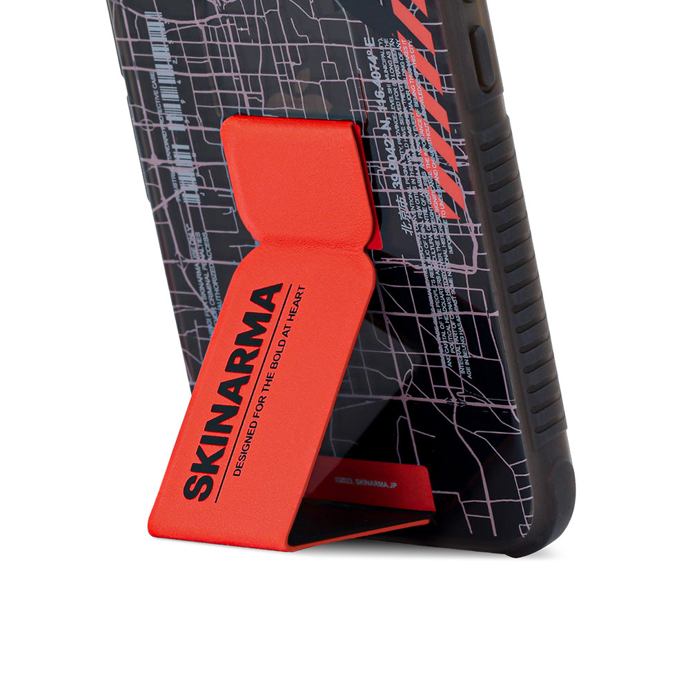 iPhone 14 Pro Max Kılıf SkinArma Şeffaf Desenli Standlı Ryoiki Kılıf Siyah-Kırmızı