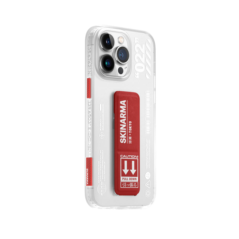 iPhone 14 Pro Max Kılıf SkinArma Standlı Şeffaf Tasarımlı Taihi Sora Kılıf Mavi