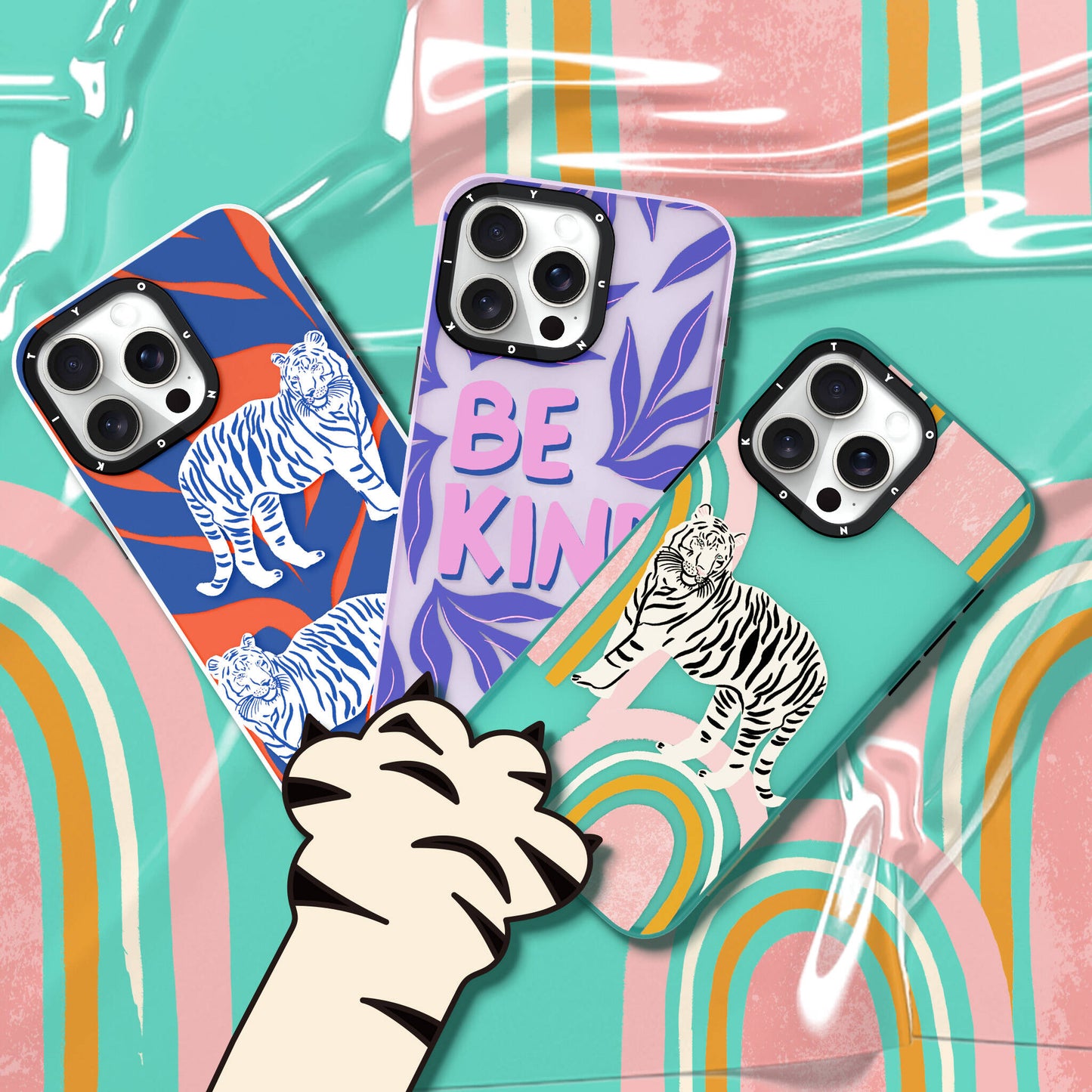 iPhone 14 Pro Max Kılıf Tara Reed Tasarımlı Youngkit Tiger Rhyme Kılıf Mor