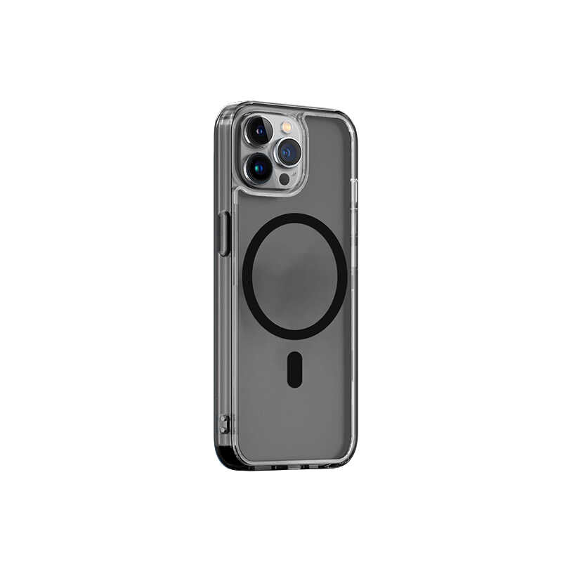 iPhone 14 Pro Max Wiwu Magsafe Şarj Özellikli Lens Korumalı Şeffaf Silikon Kılıf Siyah