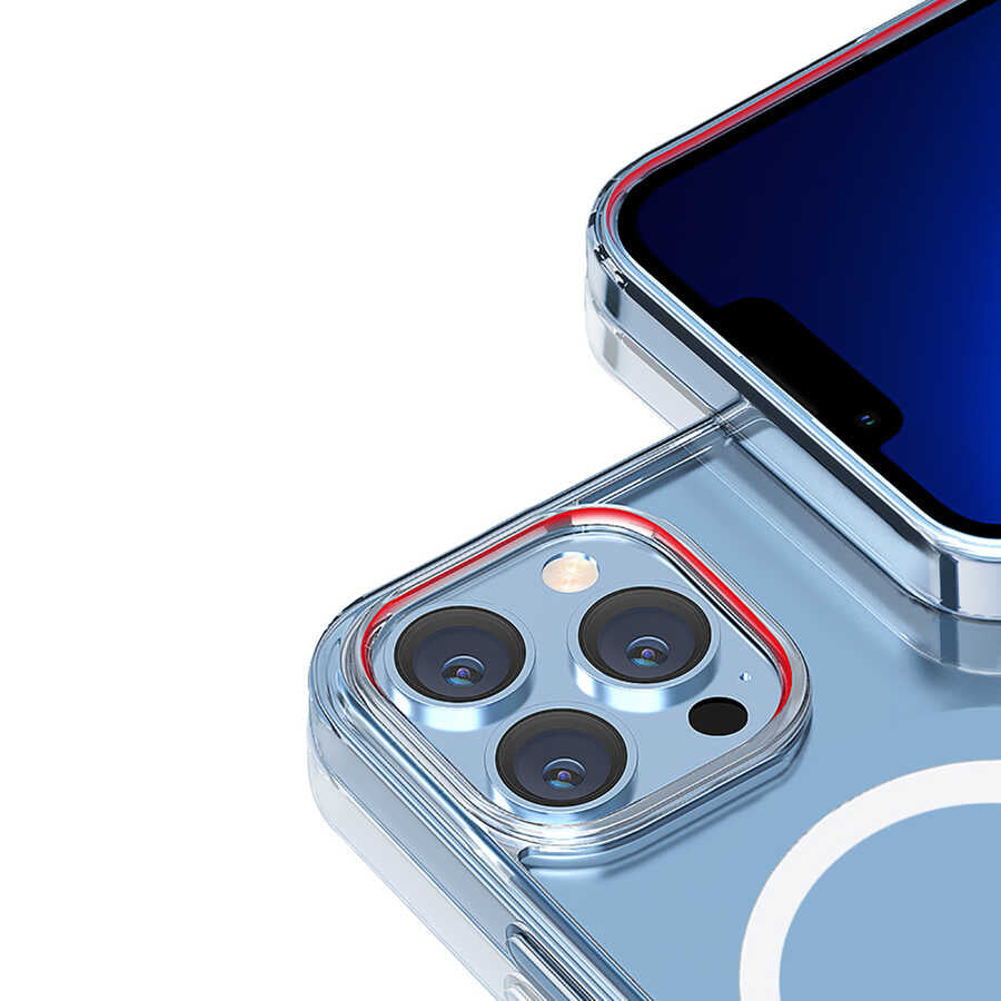 iPhone 14 Pro Max Wiwu Magsafe Şarj Özellikli Lens Korumalı Şeffaf Silikon Kılıf Siyah