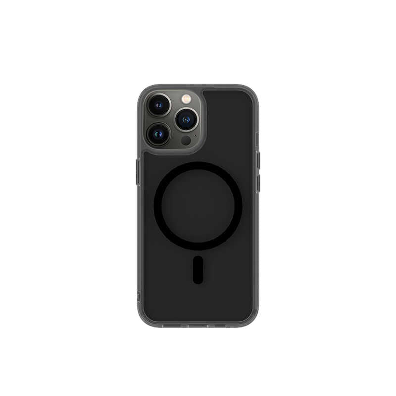 iPhone 14 Pro Max Wiwu Magsafe Şarj Özellikli Lens Korumalı Şeffaf Silikon Kılıf Siyah