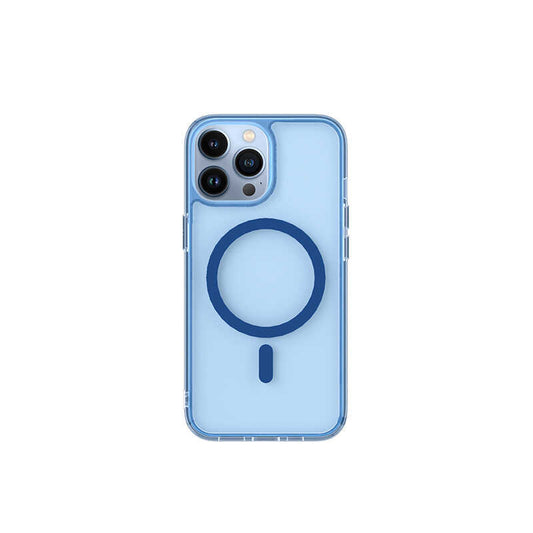 iPhone 14 Pro Max Wiwu Magsafe Şarj Özellikli Lens Korumalı Şeffaf Silikon Kılıf Mavi