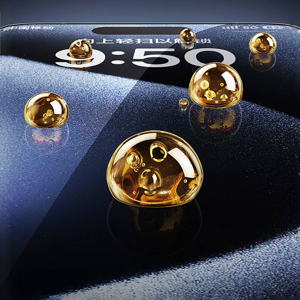 iPhone 14 Pro Max Wiwu SQ-008 Oleofobik Easy Install Darbeye Karşı Dayanıklı Temperli Cam Ekran Koruyucu + Kolay Uygulama Aparatlı Siyah