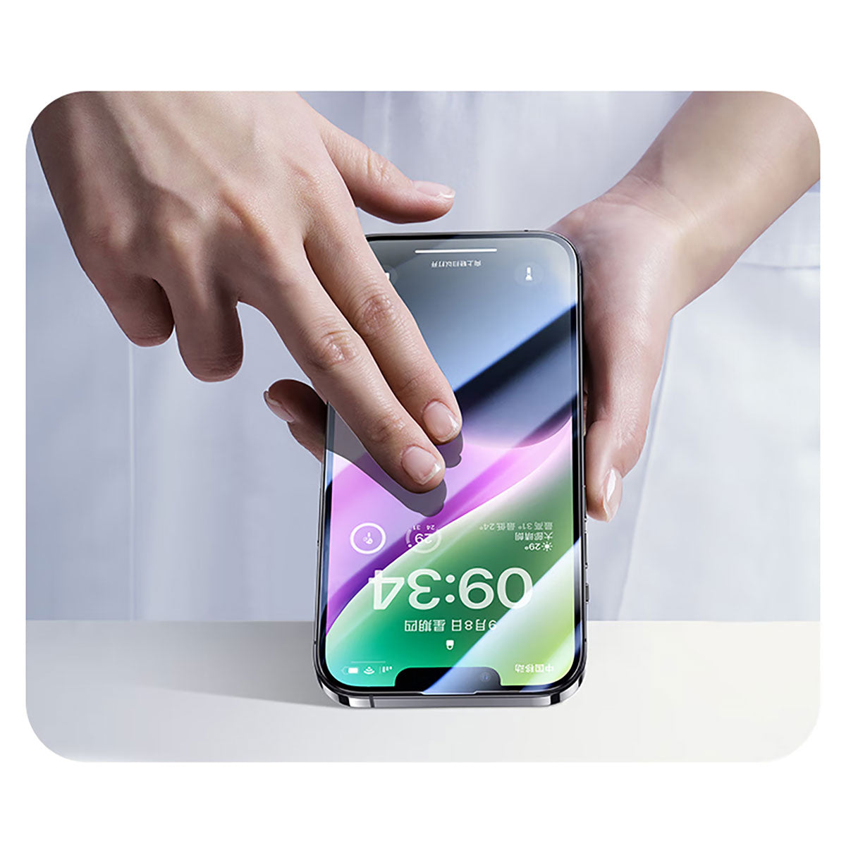 iPhone 14 Pro Wiwu CZ-003 Mavi Işık Teknolojili Hidrofobik ve Oleofobik Parlama Önleyici Cam Ekran Koruyucu Siyah