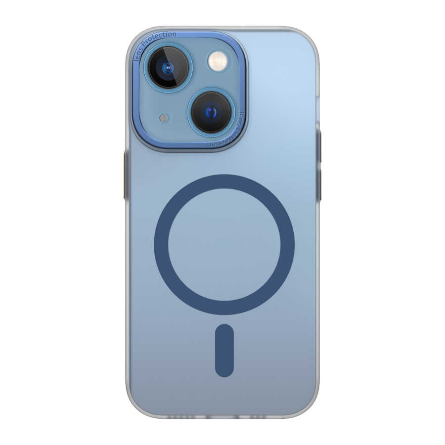 iPhone 14 Wiwu Frosted Magnetic Buzlu Sert PC Kılıf Mavi