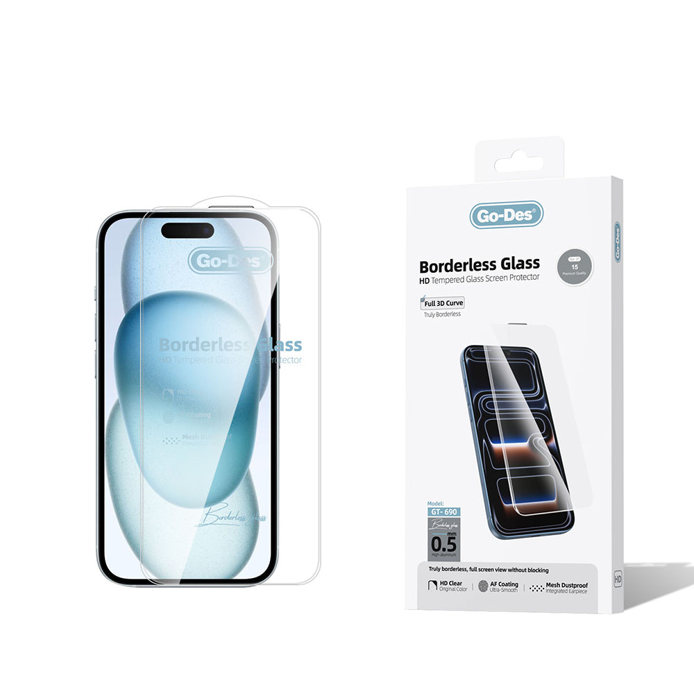 Apple iPhone 15 Go Des Borderless Temperli Cam Ekran Koruyucu