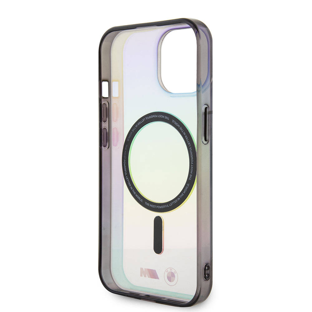 iPhone 15 Kılıf BMW Magsafe Şarj Özellikli Transparan Renk Geçişli Iridescent Orjinal Lisanslı Kılıf Karışık
