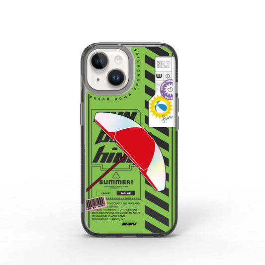 iPhone 15 Kılıf Çift Katman Desenli Wiwu Summer Serisi Kılıf Pembe