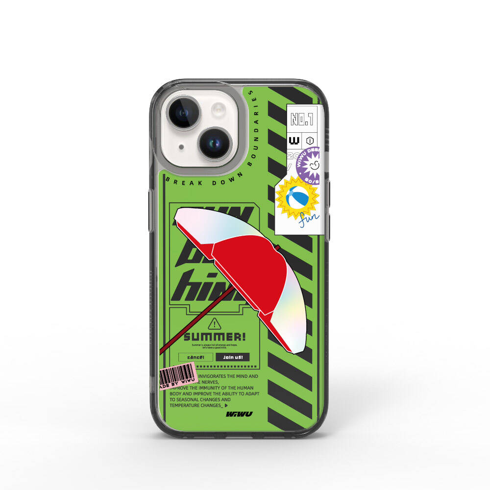 iPhone 15 Kılıf Çift Katman Desenli Wiwu Summer Serisi Kılıf Mavi