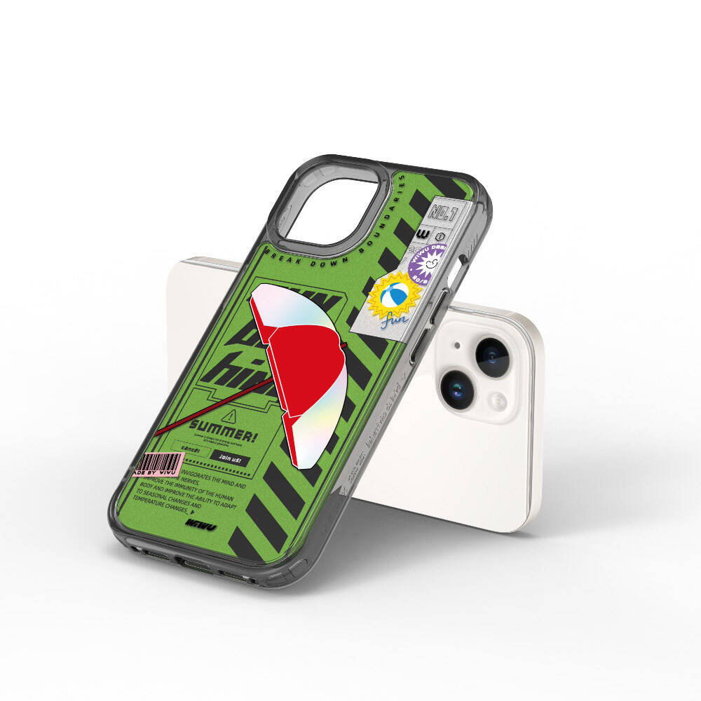 iPhone 15 Kılıf Çift Katman Desenli Wiwu Summer Serisi Kılıf Pembe