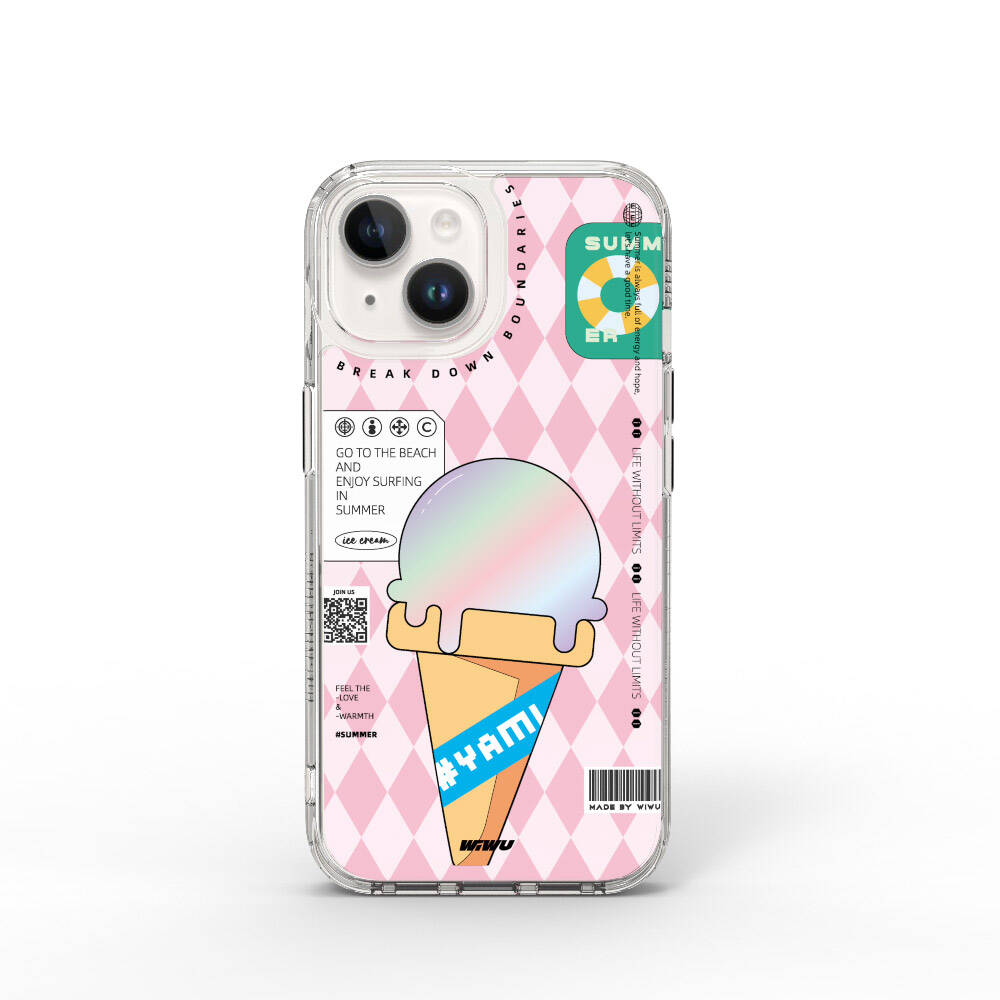 iPhone 15 Kılıf Çift Katman Desenli Wiwu Summer Serisi Kılıf Pembe