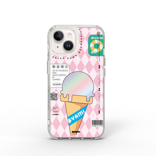 iPhone 15 Kılıf Çift Katman Desenli Wiwu Summer Serisi Kılıf Pembe