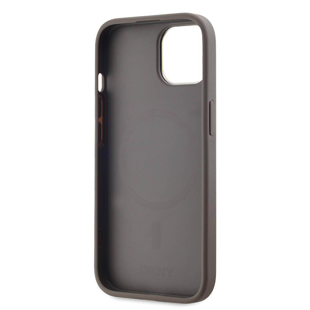 iPhone 15 Kılıf DKNY Orjinal Lisanslı MagSafe Şarj Özellikli 3D Yazılı Checkered Pattern Kılıf Siyah