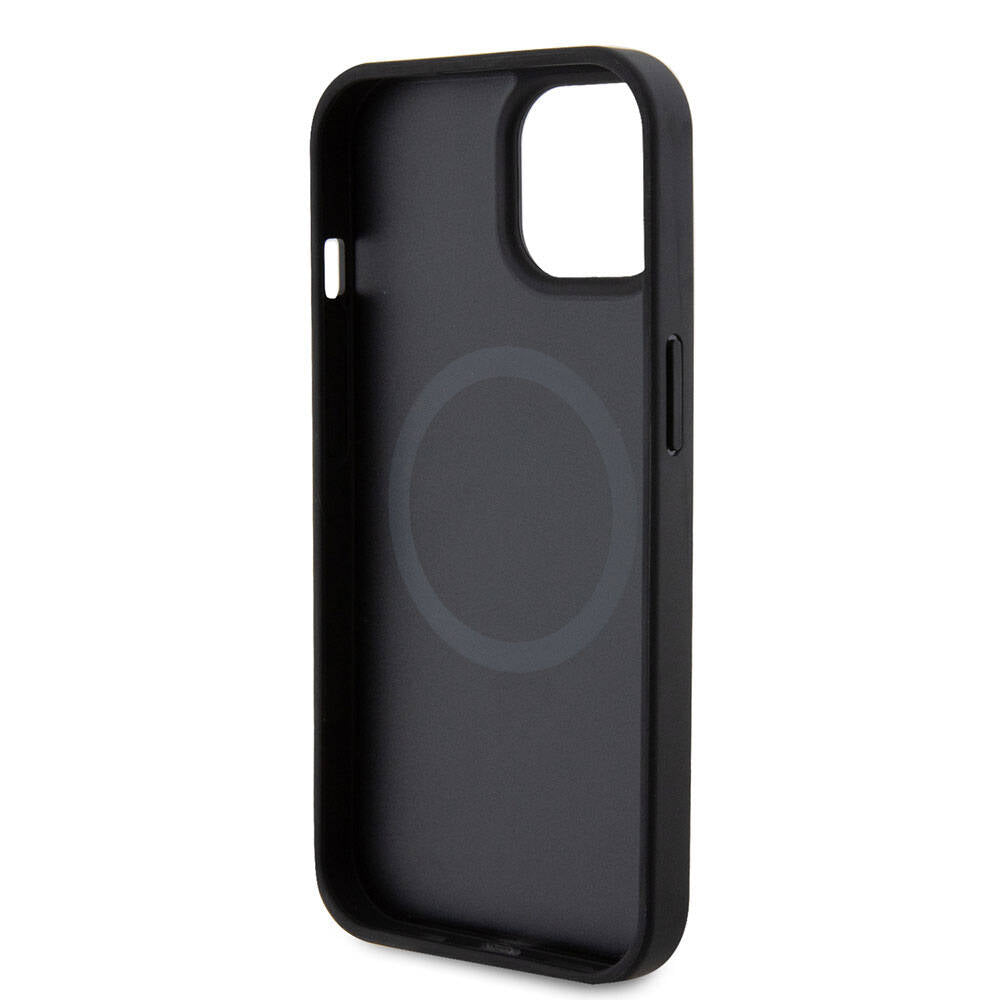 iPhone 15 Kılıf Ferrari Orjinal Lisanslı Magsafe Şarj Özellikli Metal Logolu PU Karbon Kılıf Kırmızı