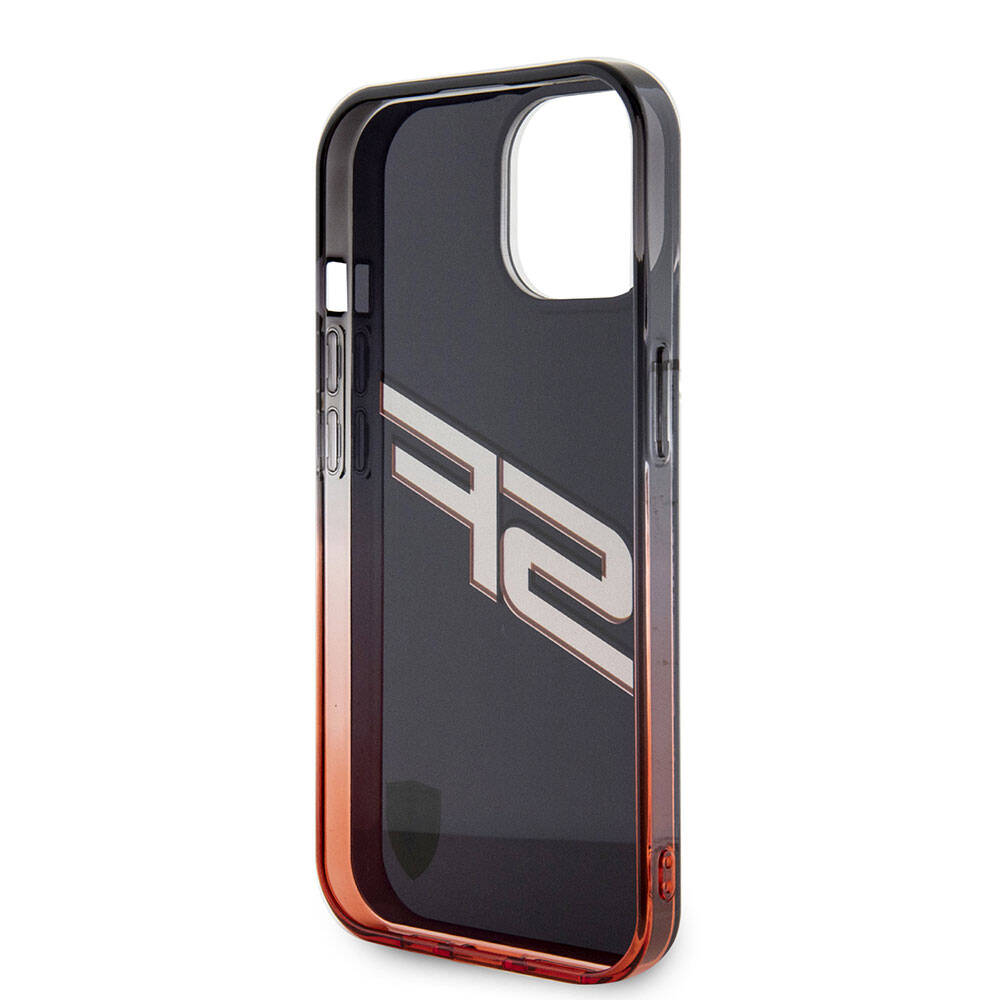 iPhone 15 Kılıf Ferrari Orjinal Lisanslı Transparan SF Yazılı Kenarları Renk Geçişli Kılıf Siyah