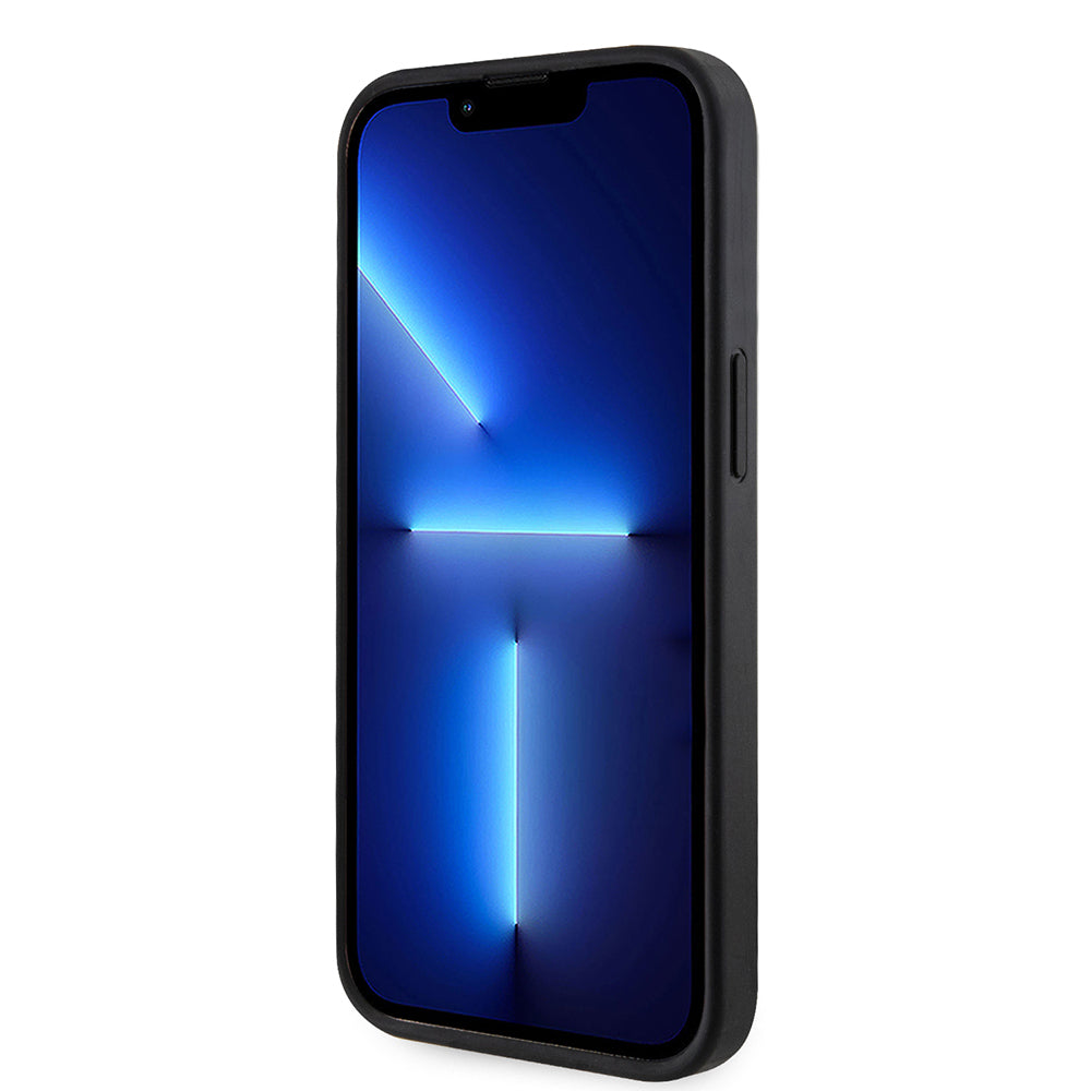 Apple iPhone 15 Kılıf Guess Orjinal Lisanslı M-safe Şarj Özellikli 4G Desenli Çizgili Kartlıklı Kapak Kahverengi