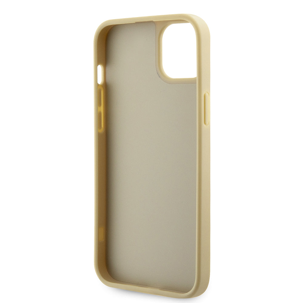 Apple iPhone 15 Kılıf Guess Orjinal Lisanslı Taşlı Arka Yüzey Üçgen Logolu Kapak Gold
