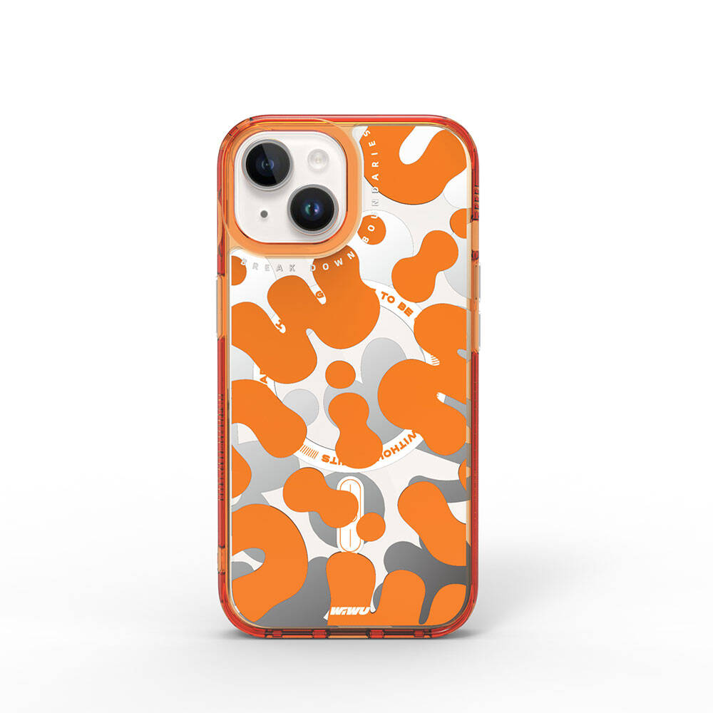 iPhone 15 Kılıf Magsafe Şarj Özellikli Boya Desenli Wiwu Fluorescent G Serisi Kılıf Yeşil