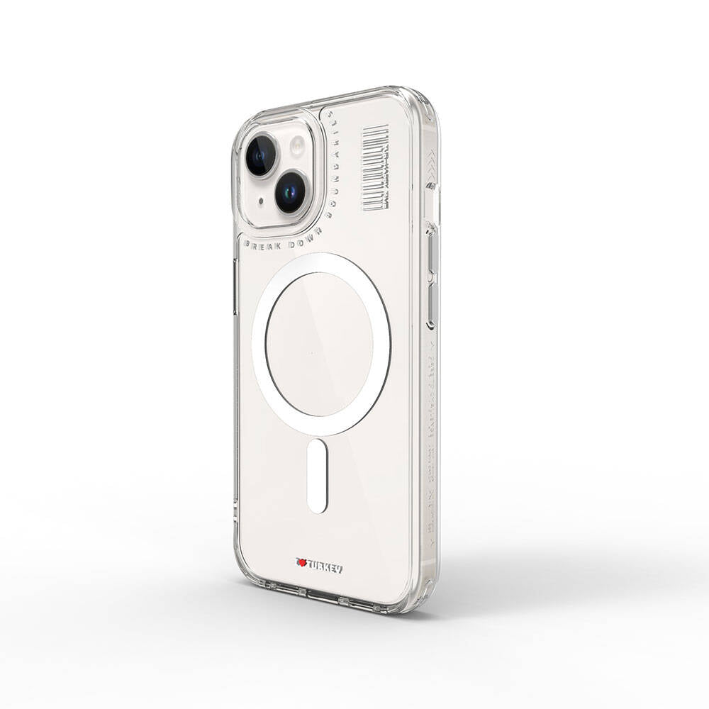 iPhone 15 Kılıf Magsafe Şarj Özellikli Şeffaf Transparan Wiwu Turkey D Serisi Kılıf Renksiz