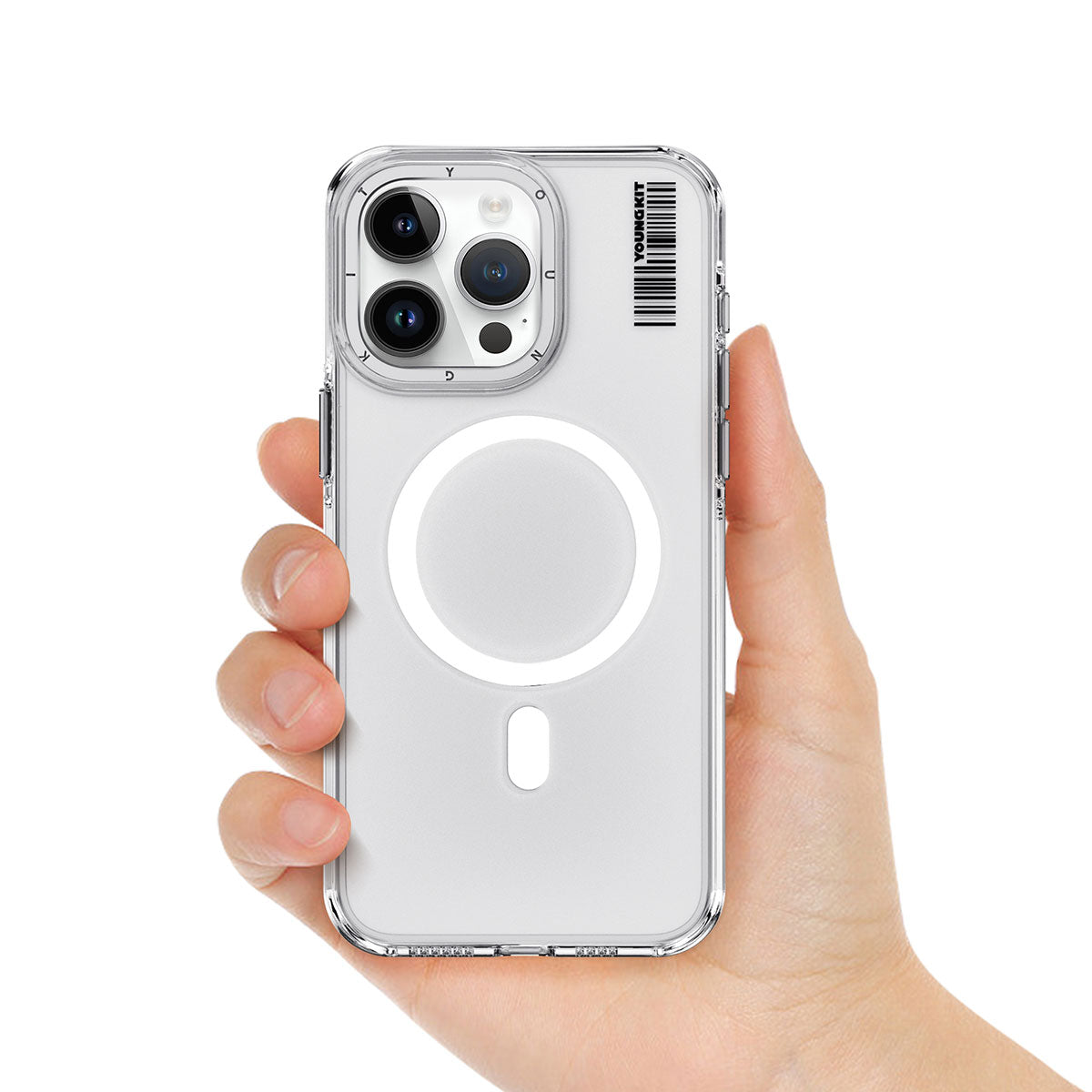 iPhone 15 Kılıf Magsafe Şarj Özellikli Şeffaf Youngkit Crystal Shield Serisi Kılıf Siyah