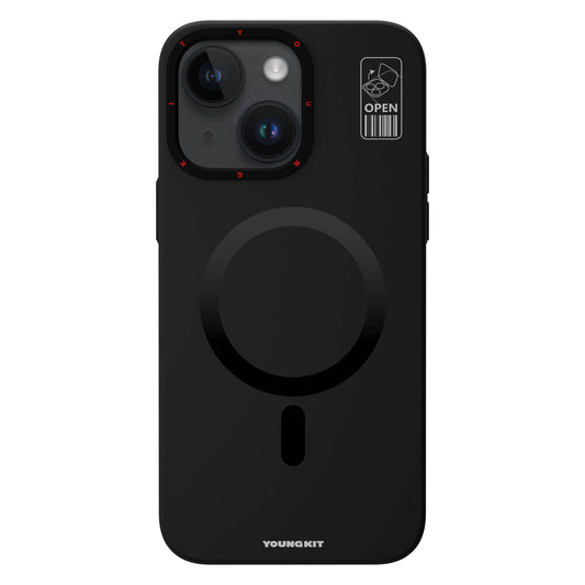 iPhone 15 Kılıf Magsafe Şarj Özellikli Standlı YoungKit Hermit Bracket Serisi Kılıf Gri