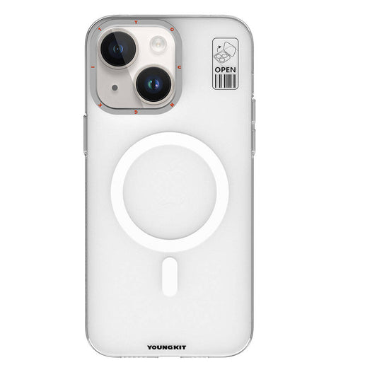iPhone 15 Kılıf Magsafe Şarj Özellikli Standlı YoungKit Hermit Bracket Serisi Kılıf Renksiz