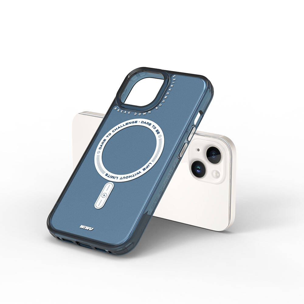 iPhone 15 Kılıf Magsafe Şarj Özellikli Wiwu Basic Color J Serisi Kılıf Mavi