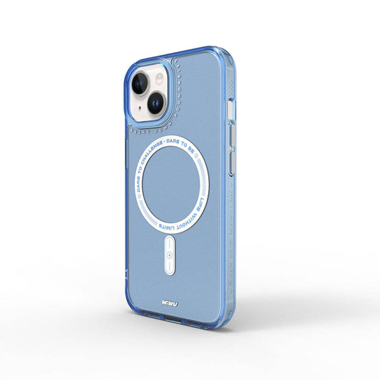 iPhone 15 Kılıf Magsafe Şarj Özellikli Wiwu Basic Color J Serisi Kılıf Mavi