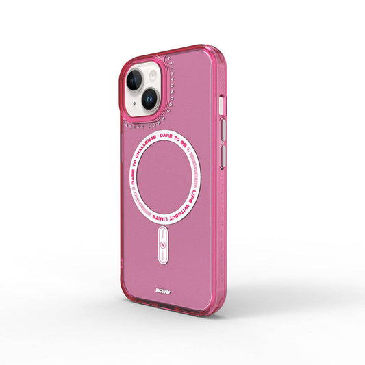 iPhone 15 Kılıf Magsafe Şarj Özellikli Wiwu Basic Color J Serisi Kılıf Pembe Koyu