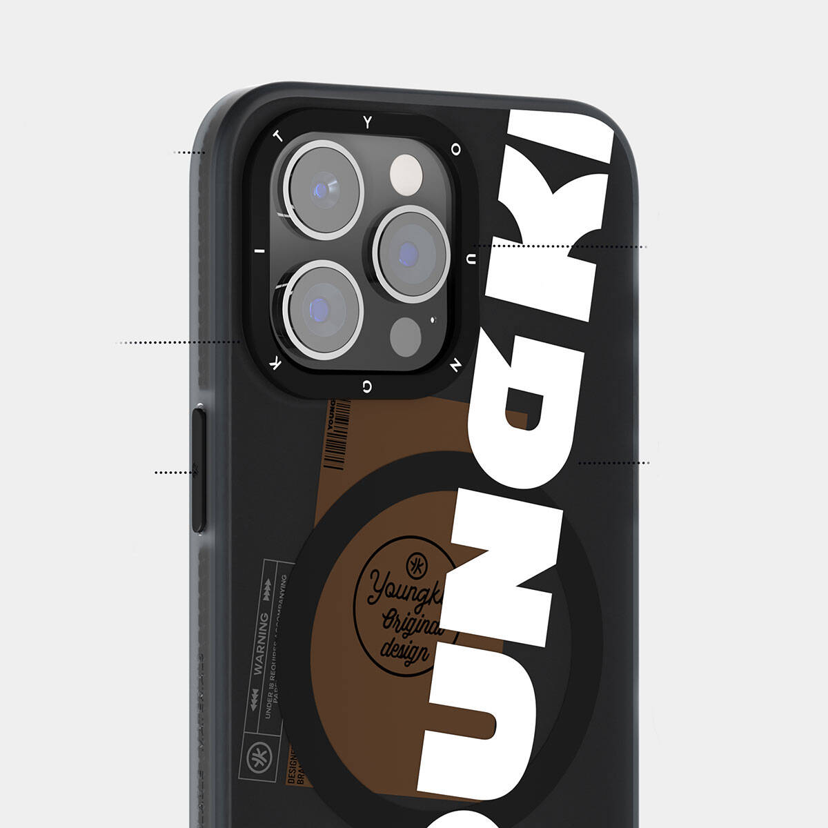 iPhone 15 Kılıf Magsafe Şarj Özellikli Youngkit Binfen Serisi Yazı Temalı Kılıf Yeşil