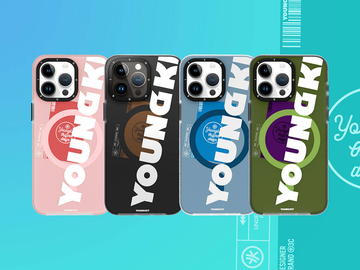 iPhone 15 Kılıf Magsafe Şarj Özellikli Youngkit Binfen Serisi Yazı Temalı Kılıf Pembe