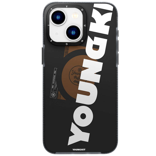 iPhone 15 Kılıf Magsafe Şarj Özellikli Youngkit Binfen Serisi Yazı Temalı Kılıf Siyah
