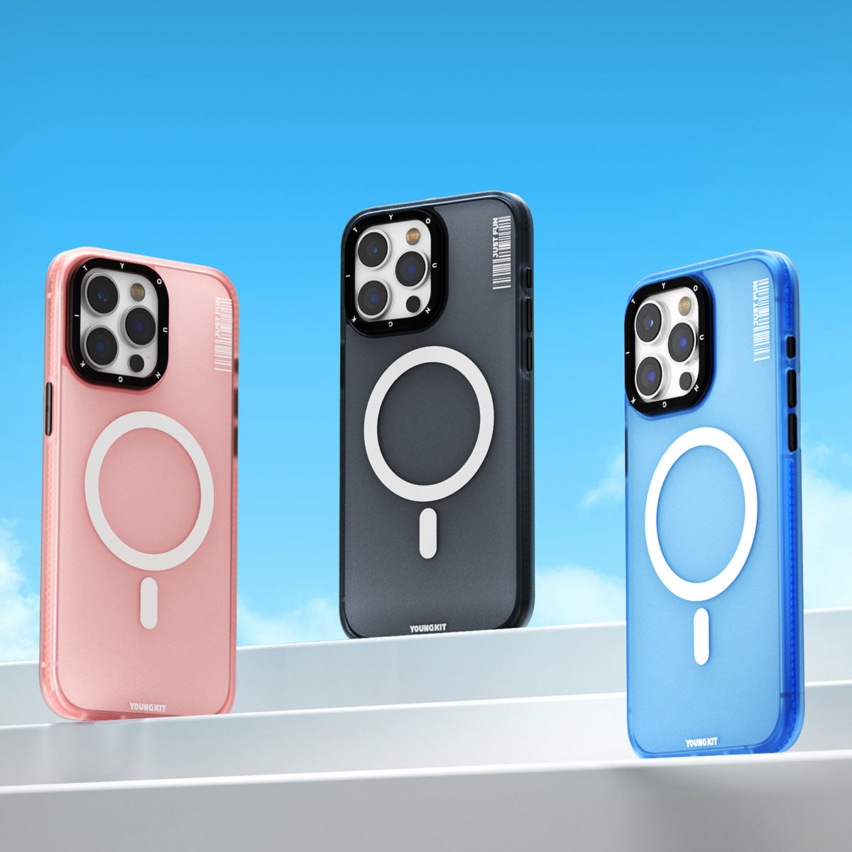 iPhone 15 Kılıf Magsafe Şarj Özellikli Youngkit Colored Sand Serisi Kılıf Siyah