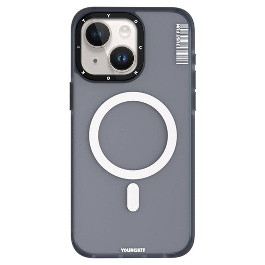 iPhone 15 Kılıf Magsafe Şarj Özellikli Youngkit Colored Sand Serisi Kılıf Siyah