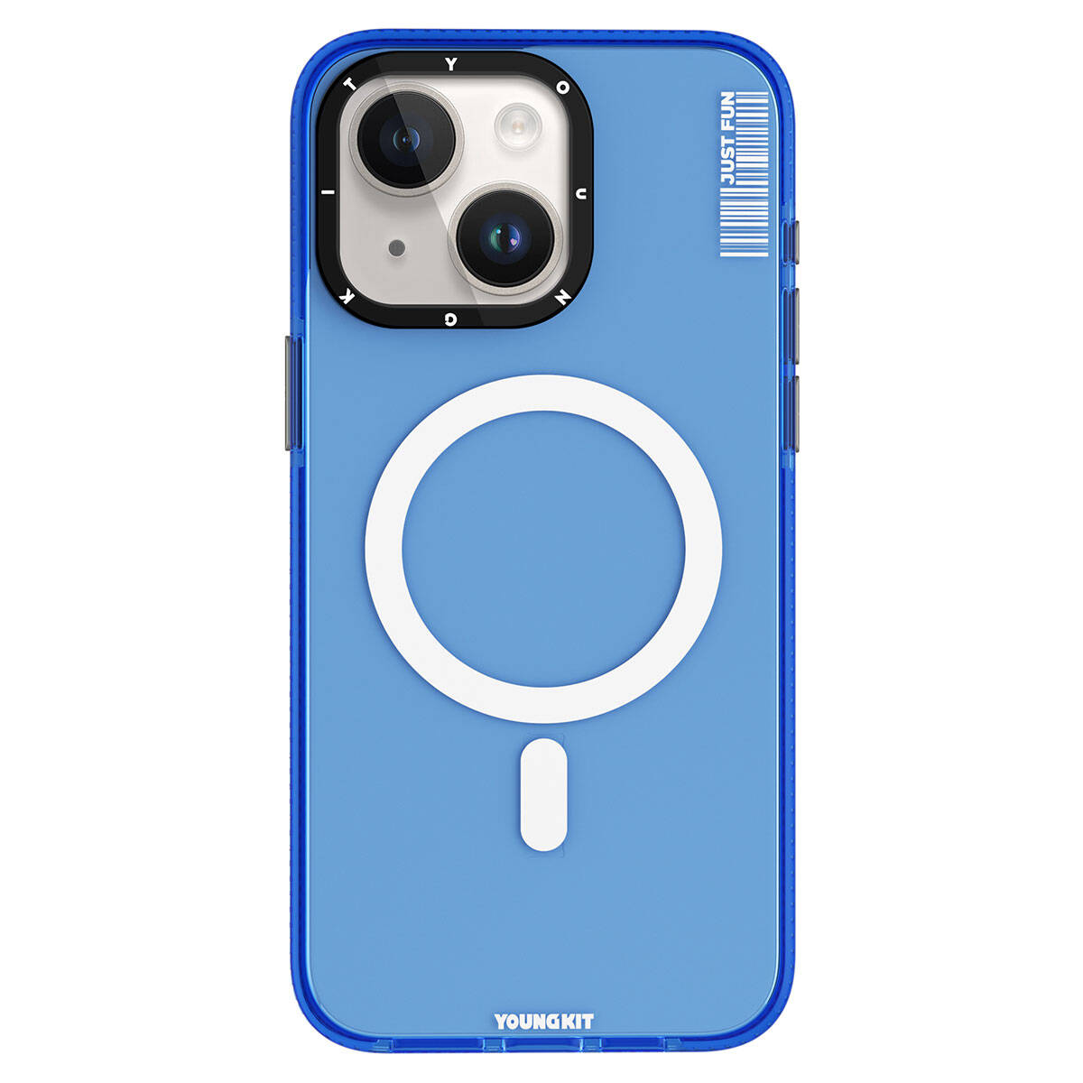 iPhone 15 Kılıf Magsafe Şarj Özellikli YoungKit Crystal Color Serisi Kılıf Mavi