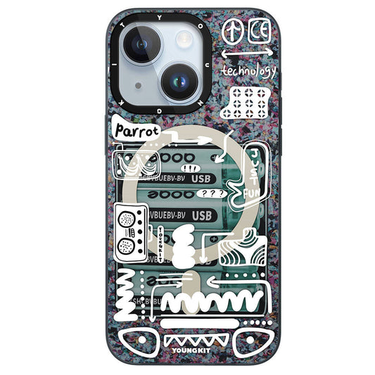 iPhone 15 Kılıf Magsafe Şarj Özellikli Youngkit Dark Matter Serisi Kılıf Siyah