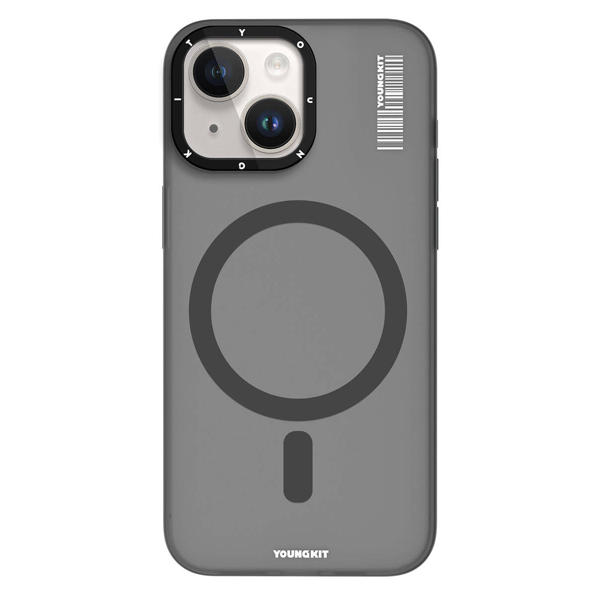 iPhone 15 Kılıf Magsafe Şarj Özellikli Youngkit Hidden Sand Serisi Kılıf Gri