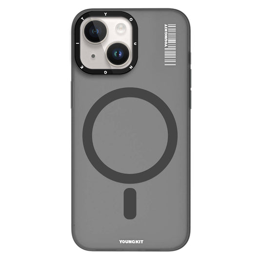 iPhone 15 Kılıf Magsafe Şarj Özellikli Youngkit Hidden Sand Serisi Kılıf Gri