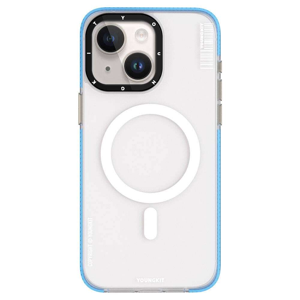iPhone 15 Kılıf Magsafe Şarj Özellikli Youngkit Jiansha Serisi Kılıf Mavi