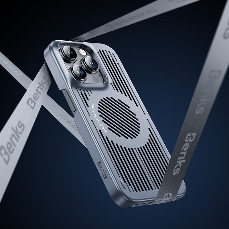 iPhone 15 Kılıf Magsafe Şarj ve Soğutucu Özellikli Benks Biliz Kılıf Gri