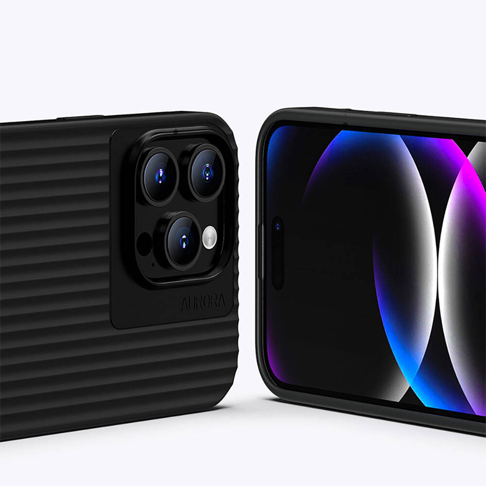 iPhone 15 Kılıf Recci Aurora Serisi Magsafe Şarj Özellikli Kılıf Siyah