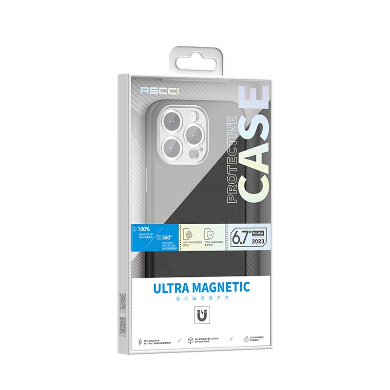 iPhone 15 Plus Kılıf Recci Magsafe Şarj Özellikli Kamera Korumalı Explore Serisi Kılıf Siyah
