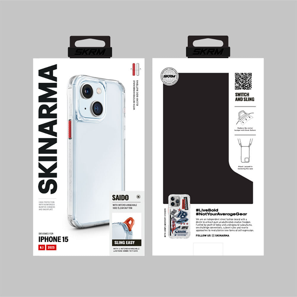iPhone 15 Kılıf SkinArma Şeffaf Airbag Tasarımlı Saido Kılıf Renksiz