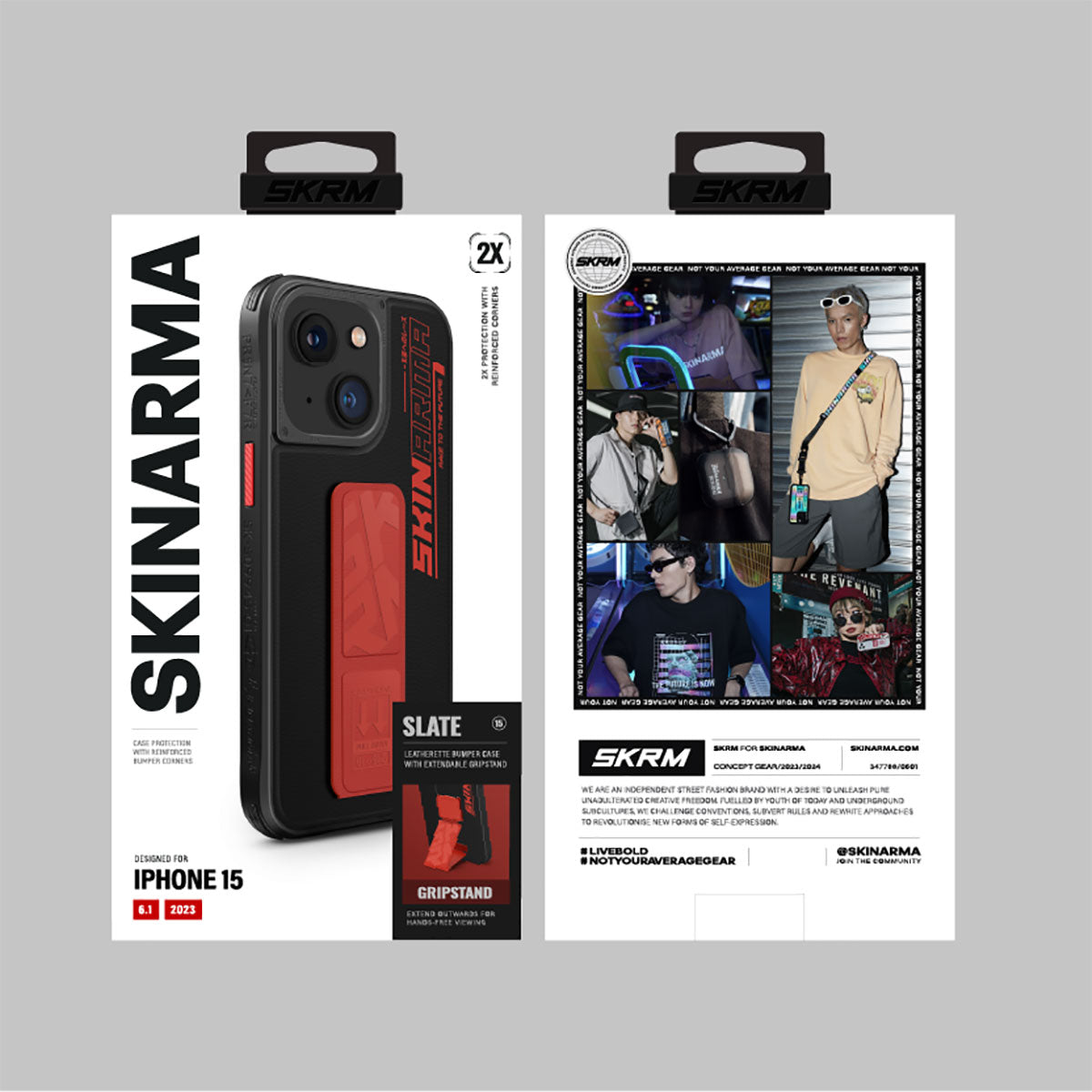 iPhone 15 Kılıf SkinArma Standlı Deri Görünümlü Slate Kılıf Turuncu