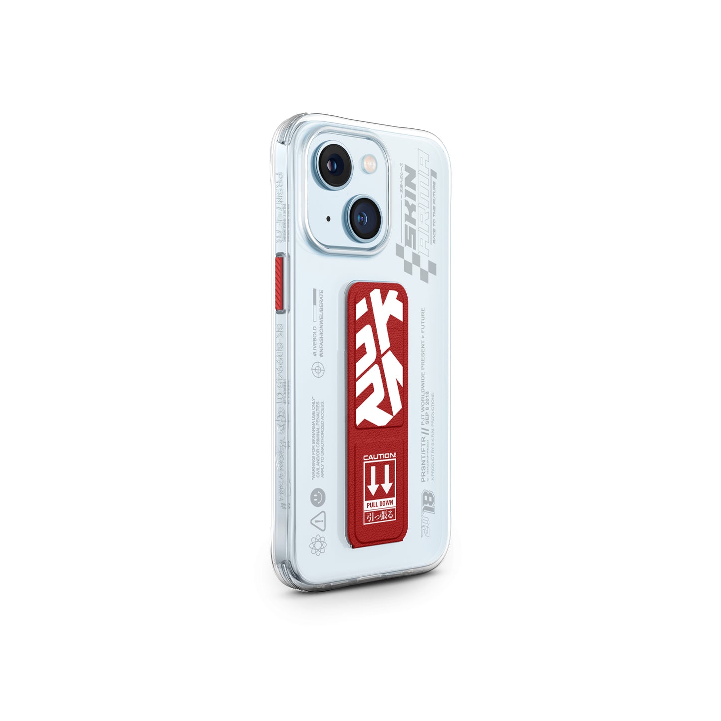 iPhone 15 Kılıf SkinArma Standlı Şeffaf Tasarımlı Apex Kılıf Kırmızı