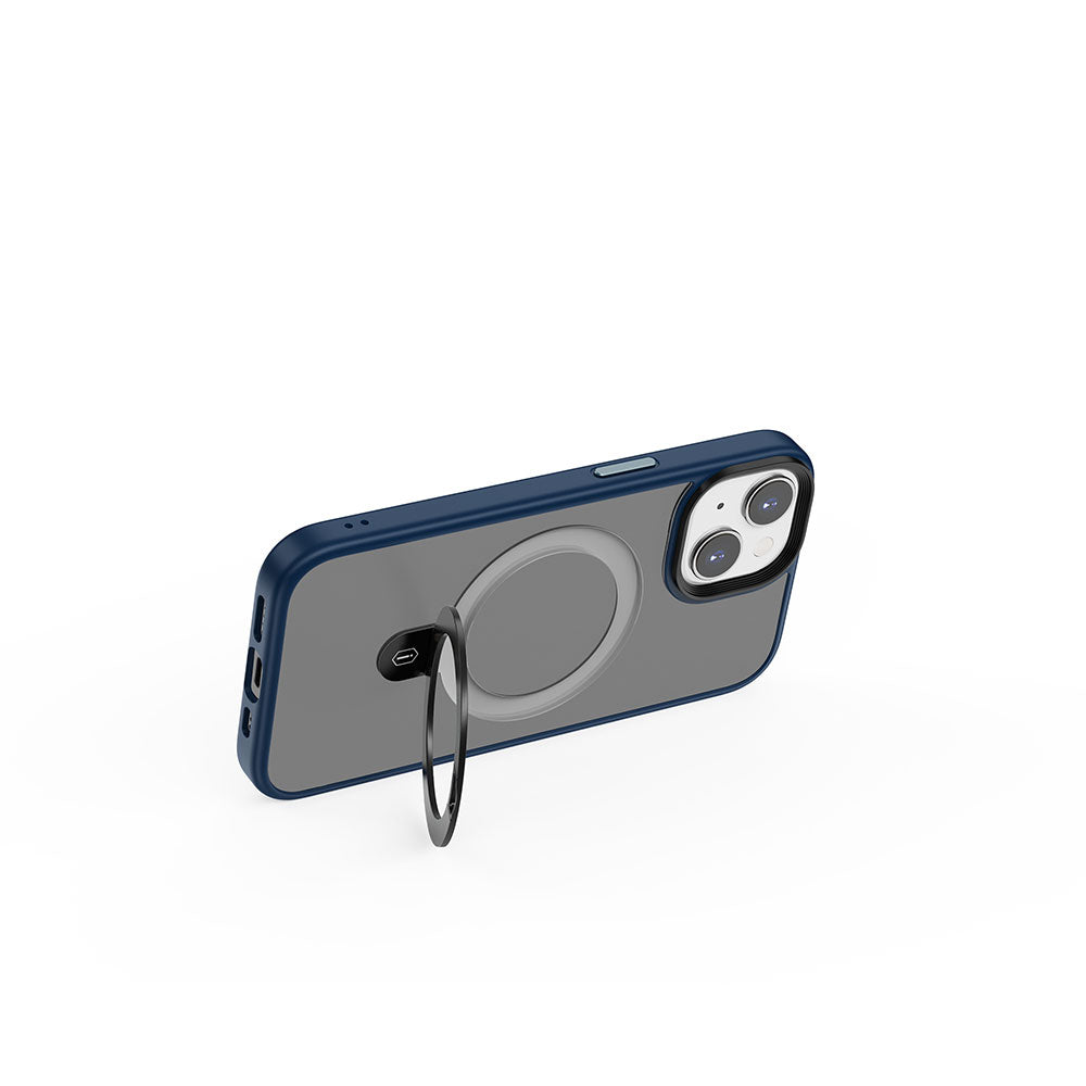 iPhone 15 Kılıf Wiwu ZMM-010 Magsafe Şarj Özellikli Mat Arka Yüzey Standlı Kılıf Siyah