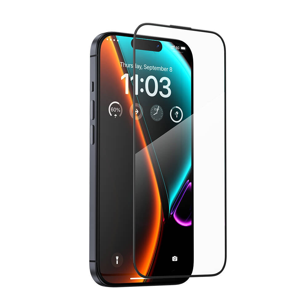 iPhone 15 Plus Benks Glass Warrior HD Cam Ekran Koruyucu + Kolay Uygulama Aparatlı Siyah